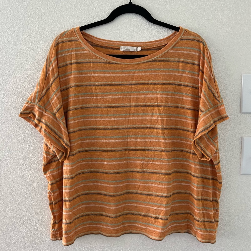 Prana Cropped Tee, Striped